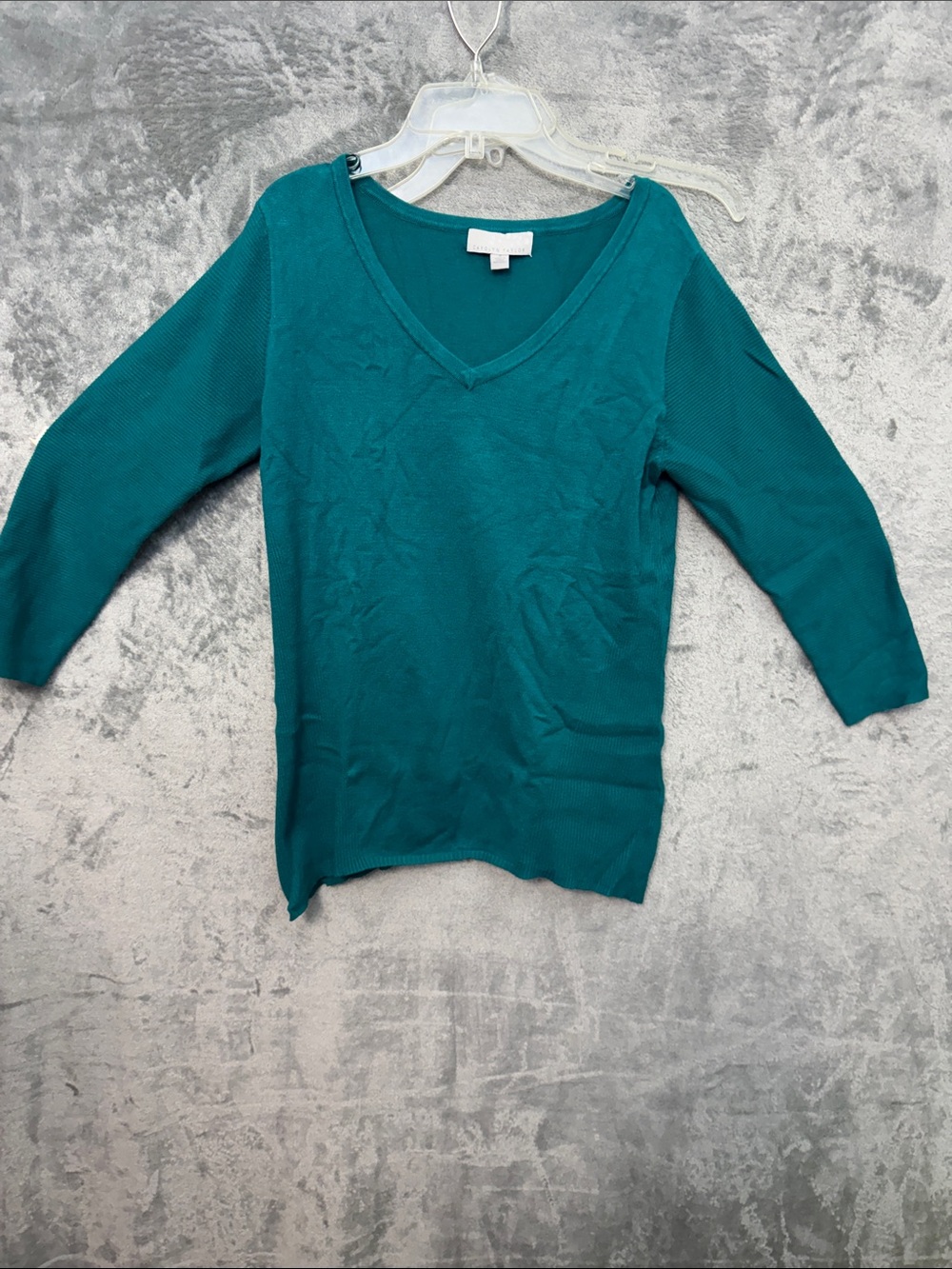 Carolyn Taylor Small V-Neck Teal Women's Sweater rayon blend
